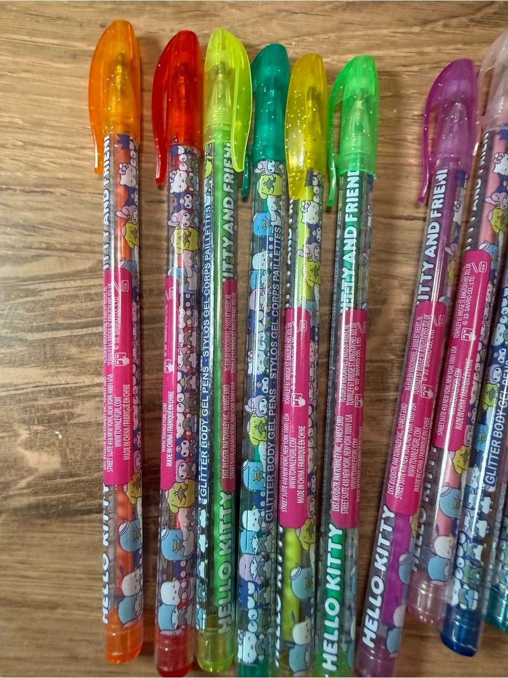 Sanrio Hello Kitty Plush Pencil Pouch + 10 Glitter Gel Pens Kawaii Set
